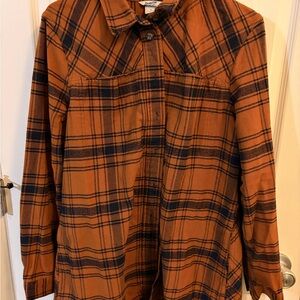 Duluth Trading Co Plaid Tunic in Brown and Black